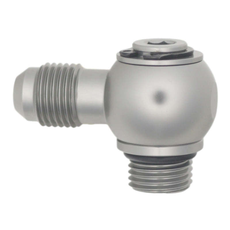 DeatschWerks - DeatschWerks 6AN ORB Male to 6AN Male Flare Low Profile 90-Degree Swivel - Anodized DW Titanium - Demon Performance