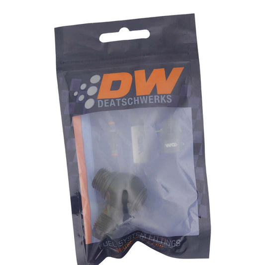 DeatschWerks - DeatschWerks 6AN ORB Male to 6AN Male Flare Low Profile 90-Degree Swivel - Anodized Matte Black - Demon Performance