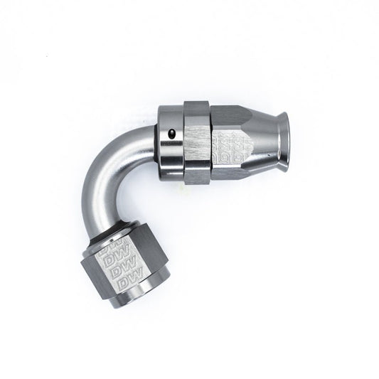DeatschWerks - DeatschWerks 8 AN Female Flare Swivel 120-Degree Hose End PTFE - Anodized Matte Black - Demon Performance