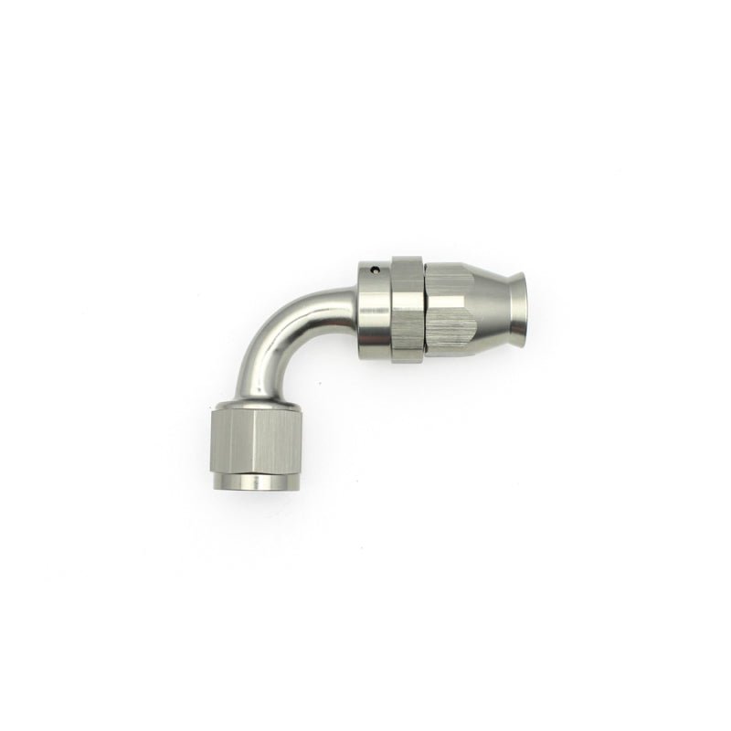 DeatschWerks - DeatschWerks 8AN Female Swivel 90-Degree Hose End PTFE (Incl 1 Olive Insert) - Anodized Matte Black - Demon Performance