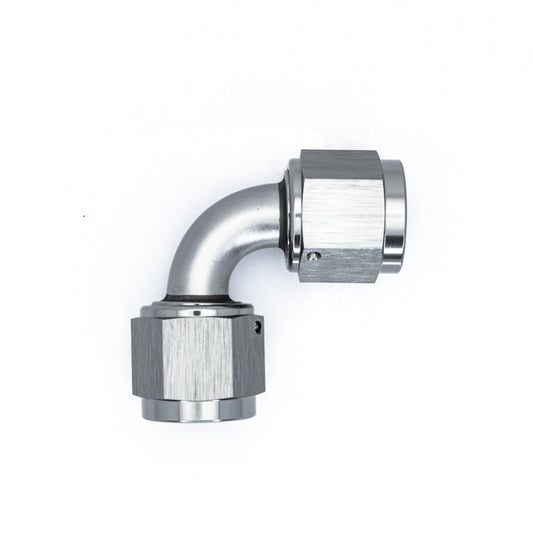 DeatschWerks - DeatschWerks 8AN Flare Female Swivel 90-Degree to 8AN Flare Female Swivel - Anodized Matte Black - Demon Performance