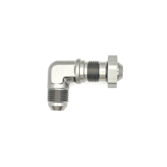 DeatschWerks - DeatschWerks 8AN Male Flare To 8AN Male Flare Bulkhead Adapter 90-Degree (Incl. Nut) - Demon Performance