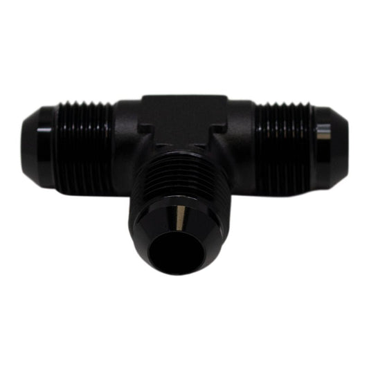 DeatschWerks - DeatschWerks 8AN Male Flare to 8AN Male Flare to 8AN Male Flare Tee Fitting - Anodized Matte Black - Demon Performance