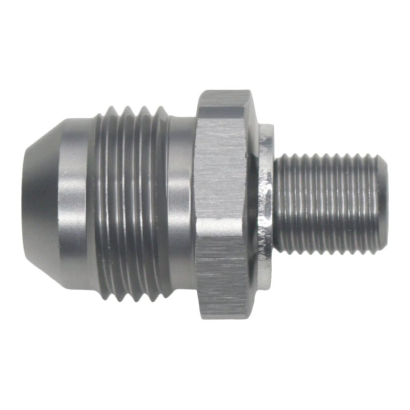 DeatschWerks - DeatschWerks 8AN Male Flare to M10 X 1.0 Male Metric - Anodized Titanium - Demon Performance