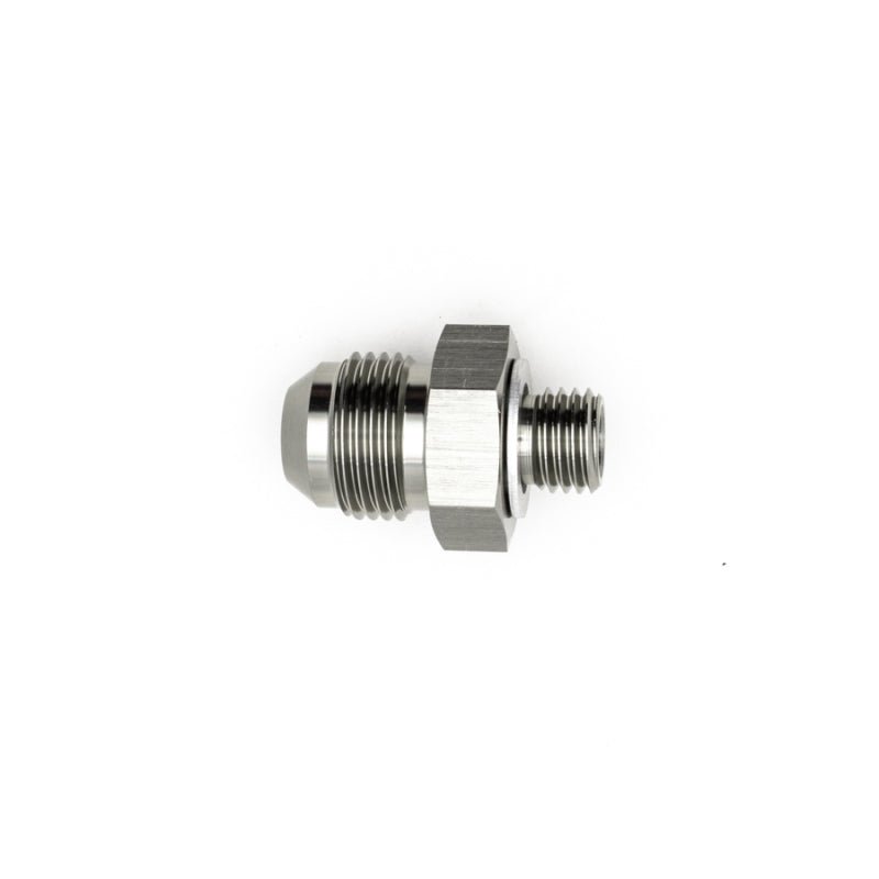 DeatschWerks - DeatschWerks 8AN Male Flare to M12 X 1.5 Male Metric Adapter (Incl Washer) - Anodized Matte Black - Demon Performance