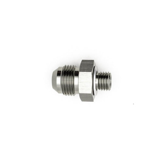 DeatschWerks - DeatschWerks 8AN Male Flare to M12 X 1.5 Male Metric Adapter (Incl Washer) - Anodized Matte Black - Demon Performance
