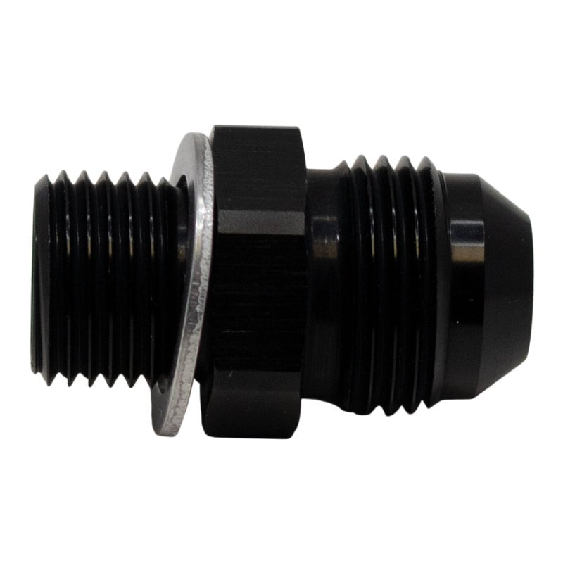 DeatschWerks - DeatschWerks 8AN Male Flare to M16 X 1.5 Male Metric Adapter (Incl Washer) - Anodized Matte Black - Demon Performance