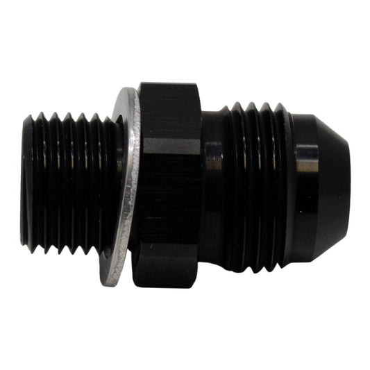 DeatschWerks - DeatschWerks 8AN Male Flare to M16 X 1.5 Male Metric Adapter (Incl Washer) - Anodized Matte Black - Demon Performance