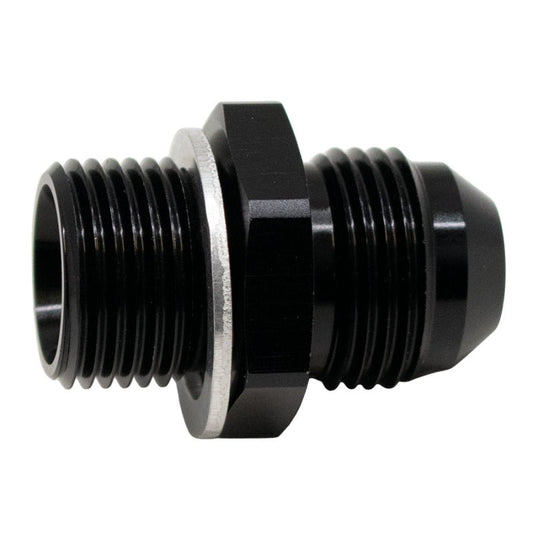 DeatschWerks - DeatschWerks 8AN Male Flare to M18 X 1.5 Male Metric Adapter (Incl Washer) - Anodized Matte Black - Demon Performance