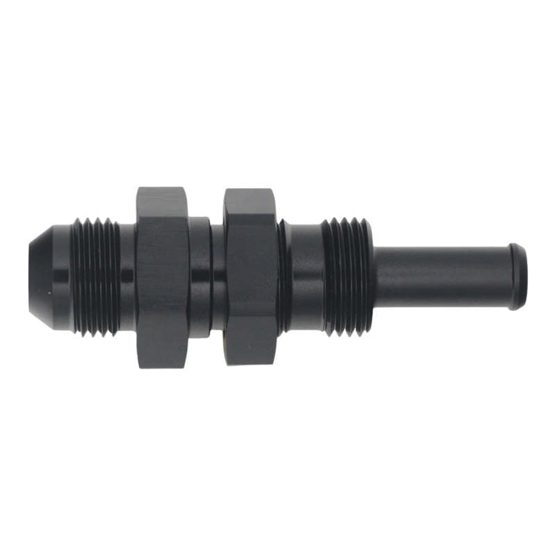 DeatschWerks - DeatschWerks 8AN Male Flare to Straight 3/8in Single Hose Barb - Anodized Matte Black - Demon Performance