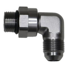 DeatschWerks - DeatschWerks 8AN ORB Male Swivel to 8AN Male Flare 90-Degree Fitting - Anodized DW Titanium - Demon Performance