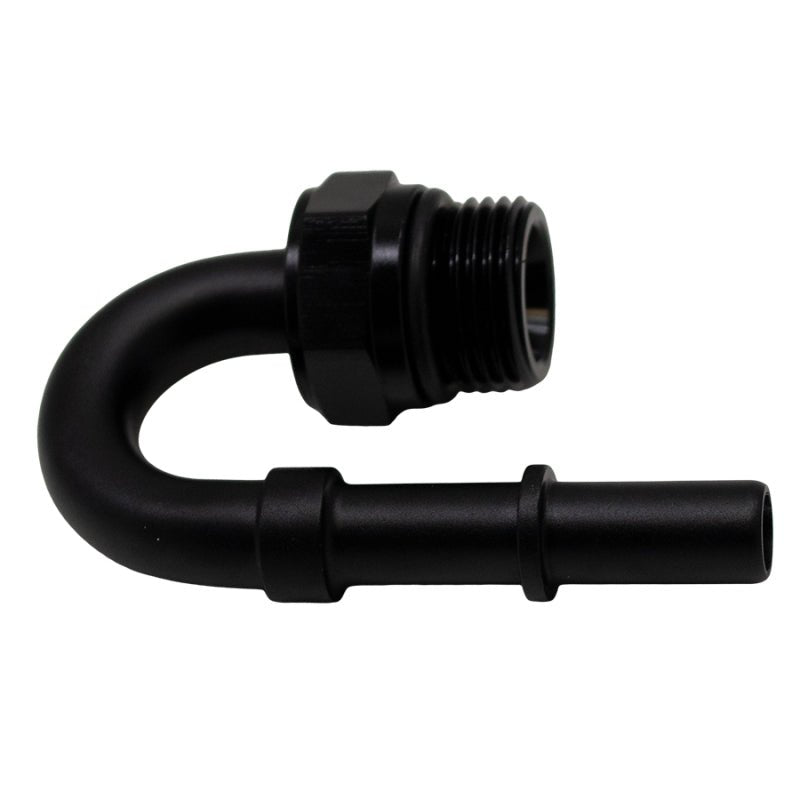 DeatschWerks - DeatschWerks 8AN ORB Male to 3/8in Male EFI Quick Connect Adapter 180-Degree - Anodized Matte Black - Demon Performance