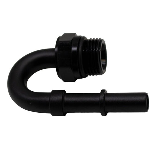 DeatschWerks - DeatschWerks 8AN ORB Male to 3/8in Male EFI Quick Connect Adapter 180-Degree - Anodized Matte Black - Demon Performance
