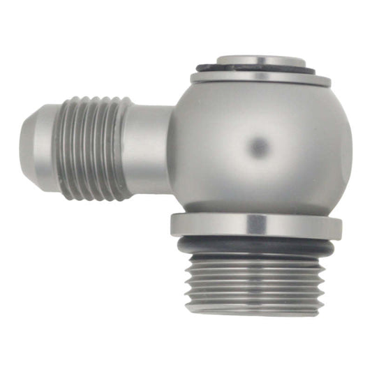 DeatschWerks - DeatschWerks 8AN ORB Male to 6AN Male Flare Low Profile 90-Degree Swivel - Anodized DW Titanium - Demon Performance