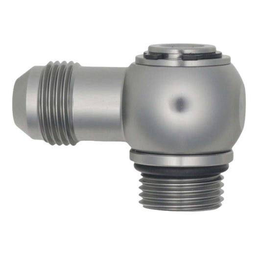 DeatschWerks - DeatschWerks 8AN ORB Male to 8AN Male Flare Low Profile 90-Degree Swivel - Anodized DW Titanium - Demon Performance