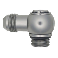 DeatschWerks - DeatschWerks 8AN ORB Male to 8AN Male Flare Low Profile 90-Degree Swivel - Anodized DW Titanium - Demon Performance