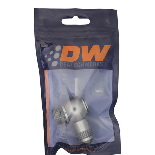 DeatschWerks - DeatschWerks 8AN ORB Male to 8AN Male Flare Low Profile 90-Degree Swivel - Anodized DW Titanium - Demon Performance