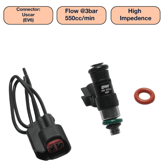 DeatschWerks - DeatschWerks Universal 550cc Single Fuel Injector / 34mm Length / 14mm O-Ring Seals - Demon Performance