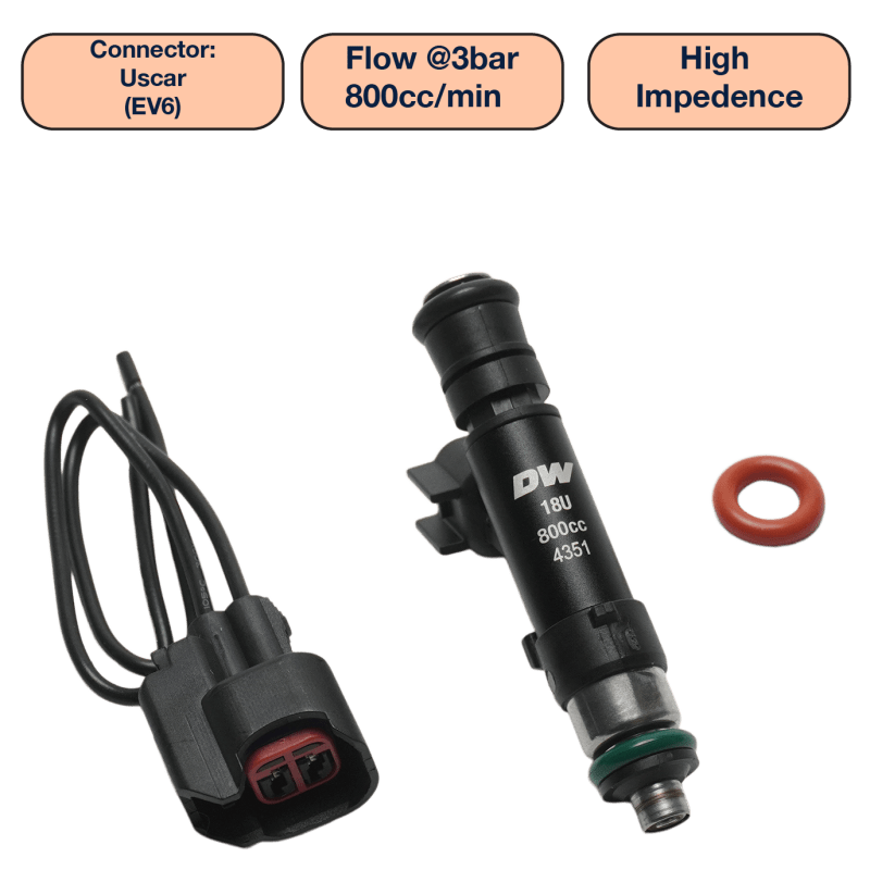 DeatschWerks - DeatschWerks Universal 800cc Single Fuel Injector / 60mm Length / 14mm O-Ring Seals - Demon Performance