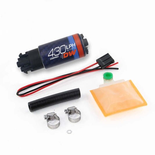 DeatschWerks - DeatschWerks Universal DW430C 430lph Compact Fuel Pump with Clips and Install Kit - Demon Performance