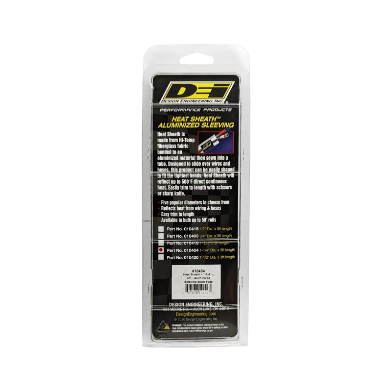DEI - DEI Heat Sheath 1-1/4in I.D. x 3ft - Aluminized Sleeving - Sewn Edge - Demon Performance