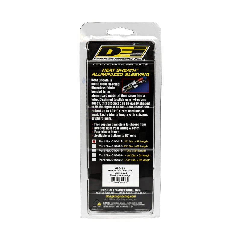 DEI - DEI Heat Sheath 1/2in I.D. x 3ft - Aluminized Sleeving - Sewn Edge - Demon Performance