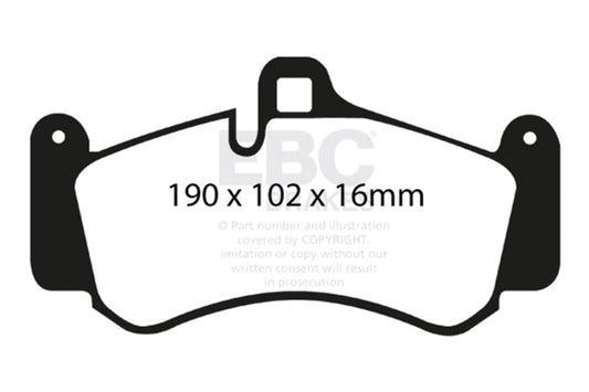 EBC - EBC 01 - 03 Porsche 911 (996) (Cast Iron Rotor only) 3.6 Twin Turbo GT2 Redstuff Front Brake Pads - Demon Performance