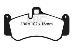 EBC - EBC 01 - 03 Porsche 911 (996) (Cast Iron Rotor only) 3.6 Twin Turbo GT2 Yellowstuff Front Brake Pads - Demon Performance