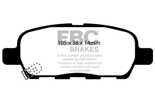 EBC - EBC 02 Infiniti G35 3.5 w/o DCS Redstuff Rear Brake Pads - Demon Performance