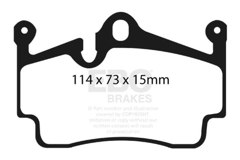 EBC - EBC 04 - 08 Porsche Boxster (Cast Iron Rotors only) 2.7 Yellowstuff Rear Brake Pads - Demon Performance