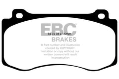 EBC - EBC 05 - 10 Chrysler 300C 6.1 SRT8 Yellowstuff Front Brake Pads (Excl 6 Piston Calipers) - Demon Performance
