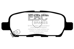 EBC - EBC 08 - 13 Infiniti EX35 3.5 Ultimax2 Rear Brake Pads - Demon Performance