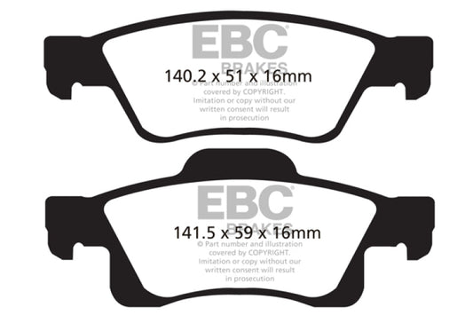 EBC - EBC 11+ Dodge Durango 3.6 Greenstuff Rear Brake Pads - Demon Performance