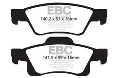 EBC - EBC 11+ Dodge Durango 3.6 Greenstuff Rear Brake Pads - Demon Performance
