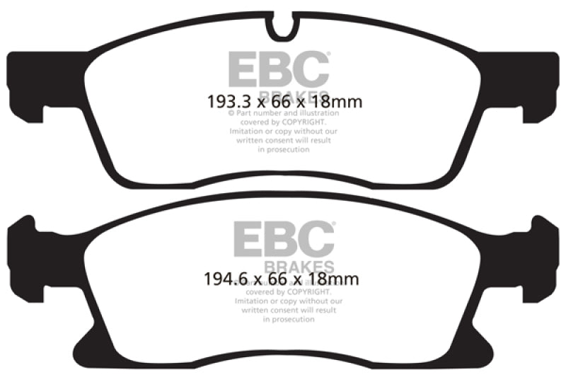 EBC - EBC 11+ Dodge Durango 3.6 Yellowstuff Front Brake Pads - Demon Performance