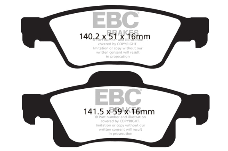 EBC - EBC 11+ Dodge Durango 3.6 Yellowstuff Rear Brake Pads - Demon Performance