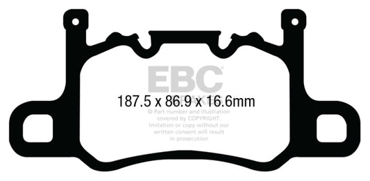 EBC - EBC 13 - 15 Porsche 911 (991) (Cast Iron Rotor only) 3.8 GT3 Yellowstuff Rear Brake Pads - Demon Performance