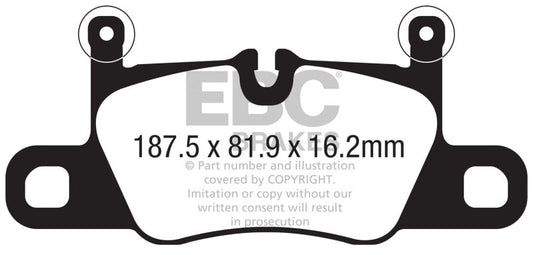 EBC - EBC 2016+ Porsche 911 (991/2 w/Cast Iron Rotors) 3.0TT Carrera Redstuff Rear Brake Pads - Demon Performance