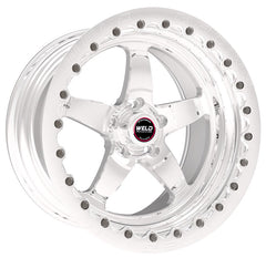 Weld S71 17X11 / 5X115 BP / 6.2in BS Polished Wheel (High Pad) - Polished Single Beadlock MT