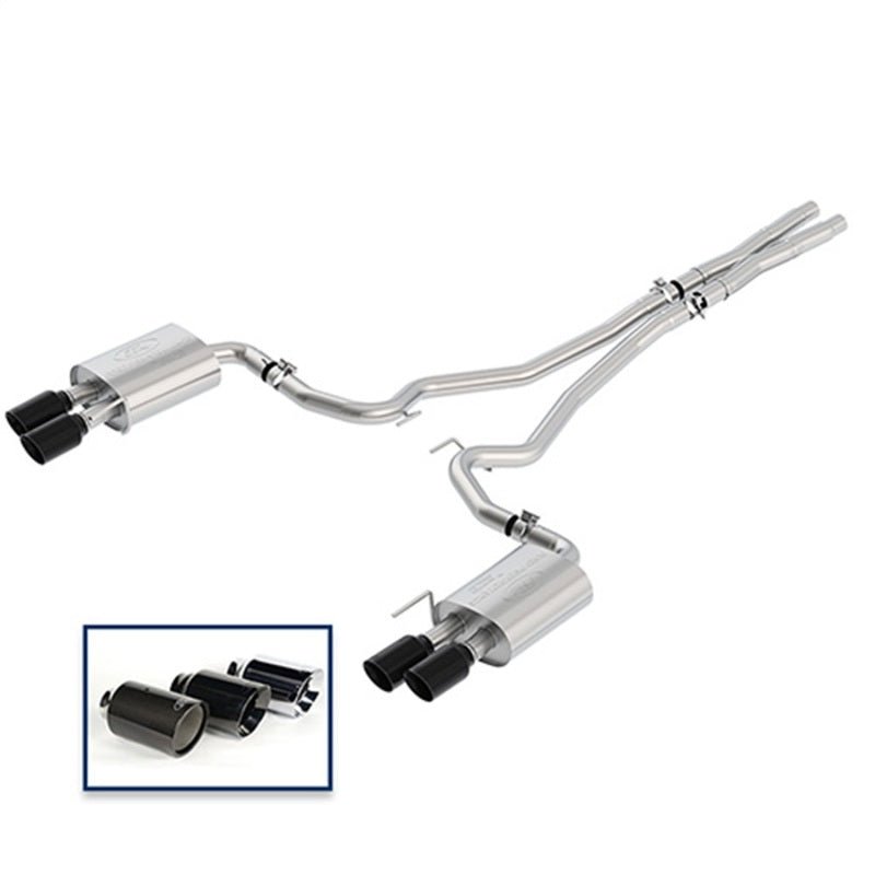 Ford Racing - Ford Racing 2018+ Mustang GT 5.0L Cat - Back Extreme Exhaust System w/ Quad Black Chrome Tips - Demon Performance