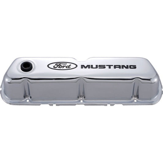 Ford Racing - Ford Racing Ford Mustang Logo Stamped Steel Chrome Valve Covers - Demon Performance