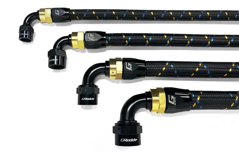 GReddy - GReddy AN10 90 Degree Swivel Hose End - Black/Gold Anodized - Demon Performance