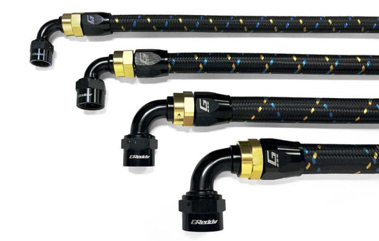 GReddy - GReddy AN10 90 Degree Swivel Hose End - Black/Gold Anodized - Demon Performance