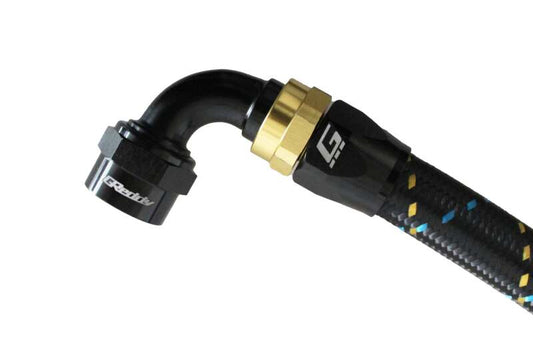 GReddy - GReddy AN10 90 Degree Swivel Hose End - Black/Gold Anodized - Demon Performance