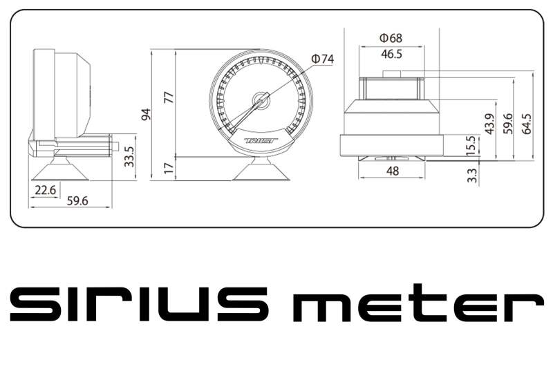 GReddy - GReddy Sirius Meter - Fuel Pressure 0/6.0kPa 74mm Analog Gauge (w/Fuel Press Sensor & Harness Set) - Demon Performance