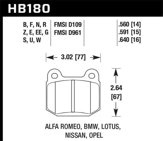 Hawk Performance - Hawk 03 - 06 Evo / 04 - 09 STi / 03 - 07 350z Track DTC - 70 Rear Pads - Demon Performance