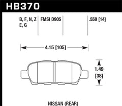 Hawk Performance - Hawk 03 - 07 350z / G35 / G35X w/o Brembo DTC - 60 Race Rear Brake Pads - Demon Performance