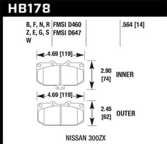 Hawk Performance - Hawk 06 - 07 WRX / 89 - 96 Nissan 300ZX / 89 - 93 Skyline GT - R DOTC - 60 Front Race Pads - Demon Performance