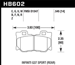 Hawk Performance - Hawk 10 - 11 Infiniti FX50 / 09 - 10 G37 / 09 - 10 Nissan 370Z DTC - 60 Race Rear Brake Pads - Demon Performance
