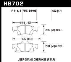 Hawk Performance - Hawk 11 - 12 Dodge Durango / 11 - 12 Jeep Grand Cherokee LTS Rear Street Brake Pads - Demon Performance